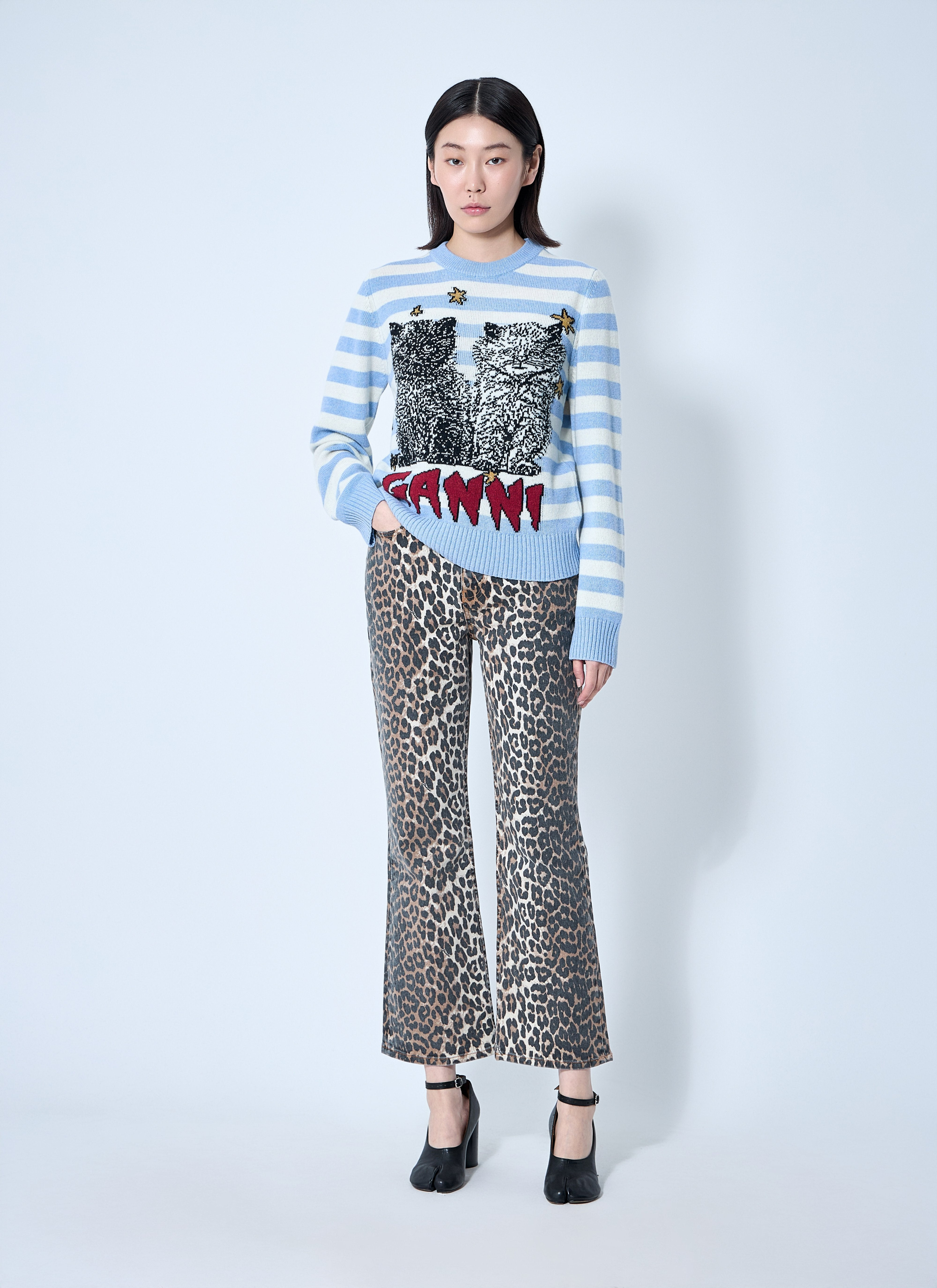 Ganni Women Striped Graphic Sweater - 2