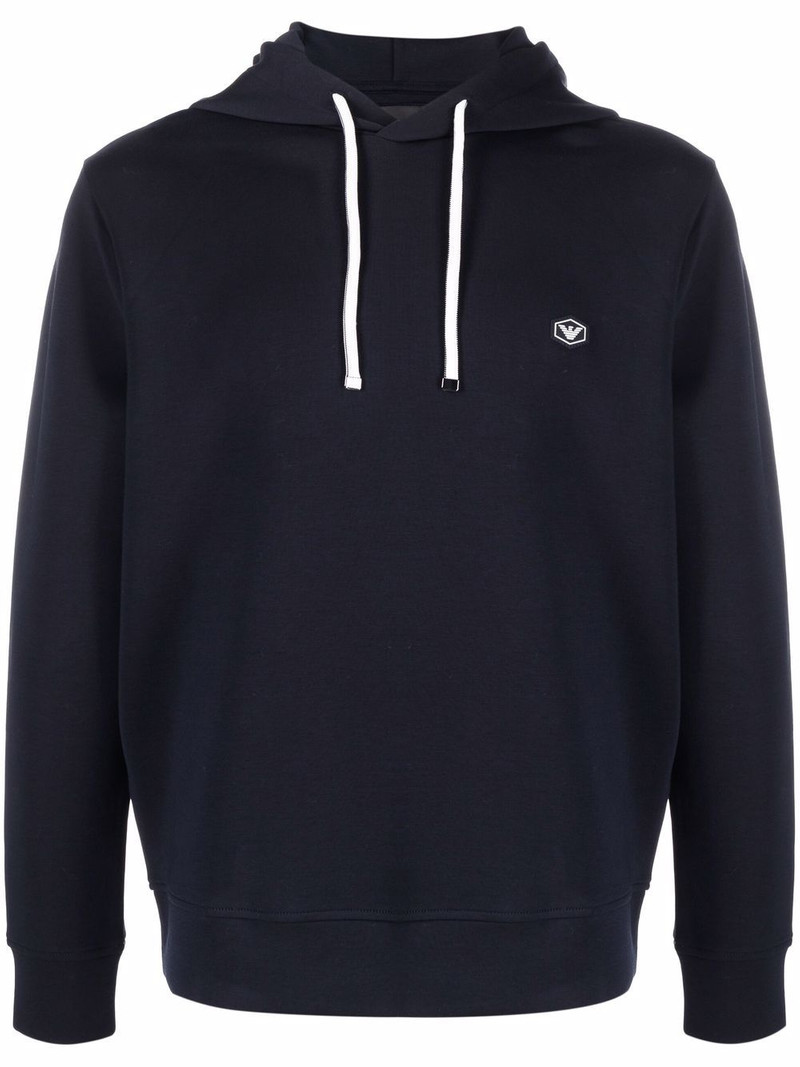 long-sleeved logo patch hoodie 1