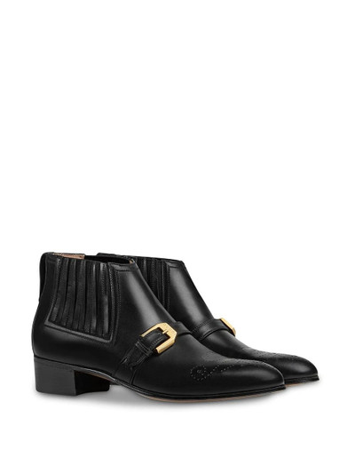 GUCCI Women's leather ankle boot with G brogue outlook