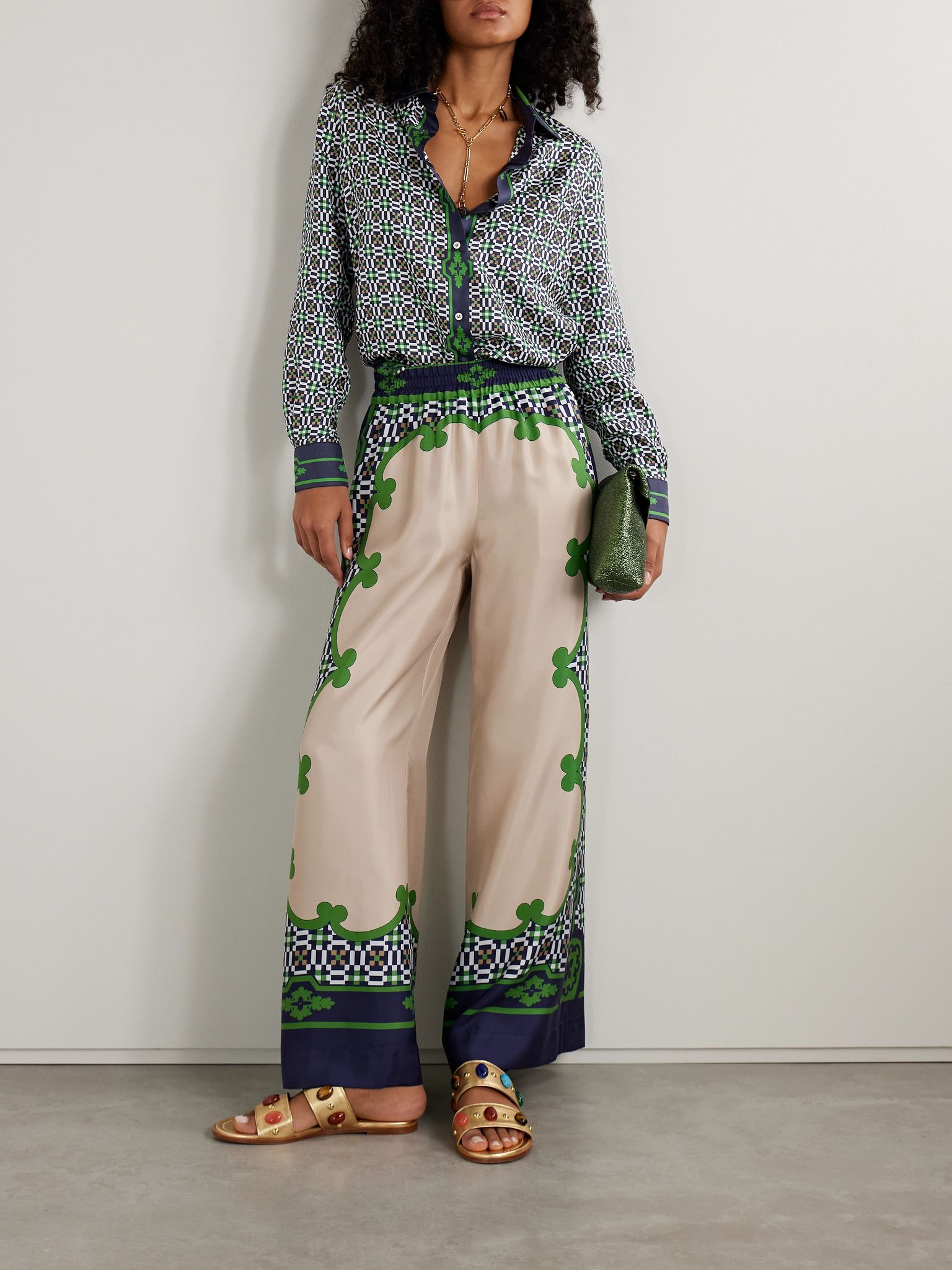 Icon Boy printed silk-twill shirt Blue - 2