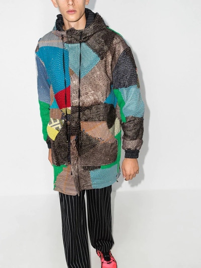 By Walid hooded patchwork-style parka coat outlook