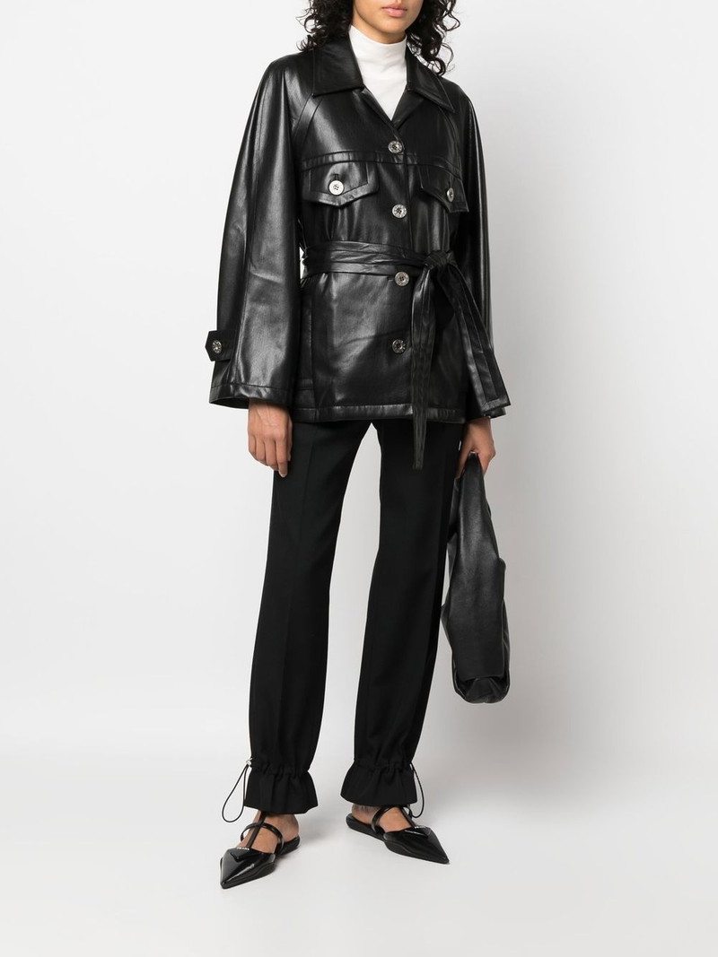 LOW CLASSIC belted faux-leather coat outlook