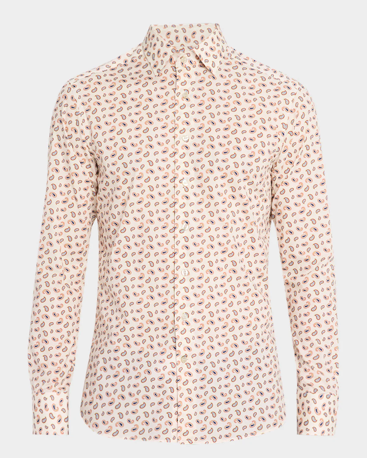 Men's Paisley-Print Cotton Sport Shirt - 1