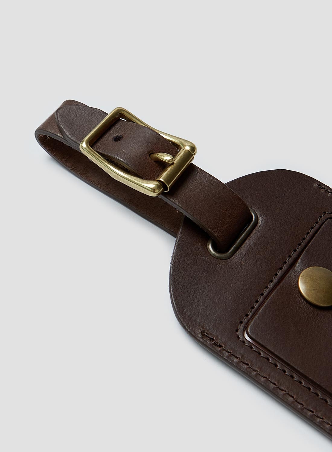 Leather Luggage Tag in Dark Brown - 5