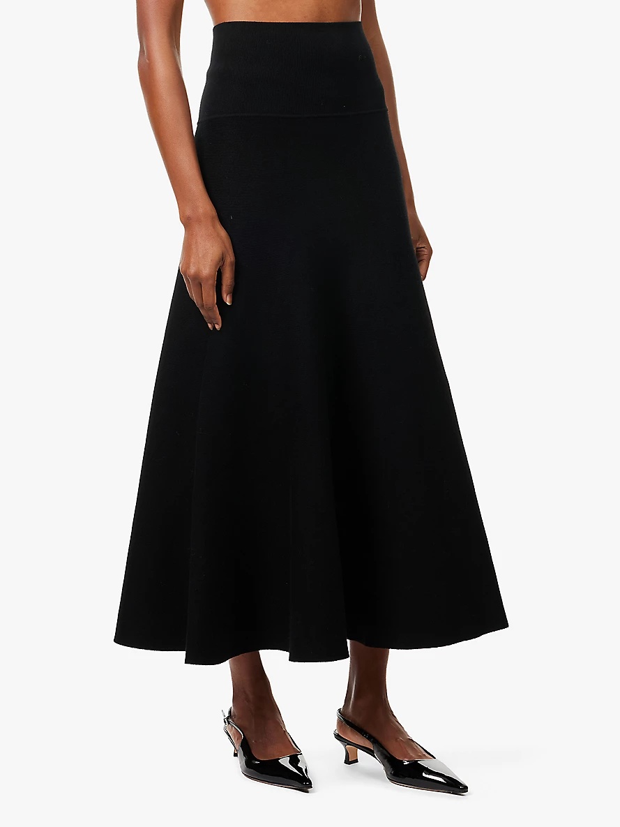 Gabrielle A-line knitted midi skirt - 3