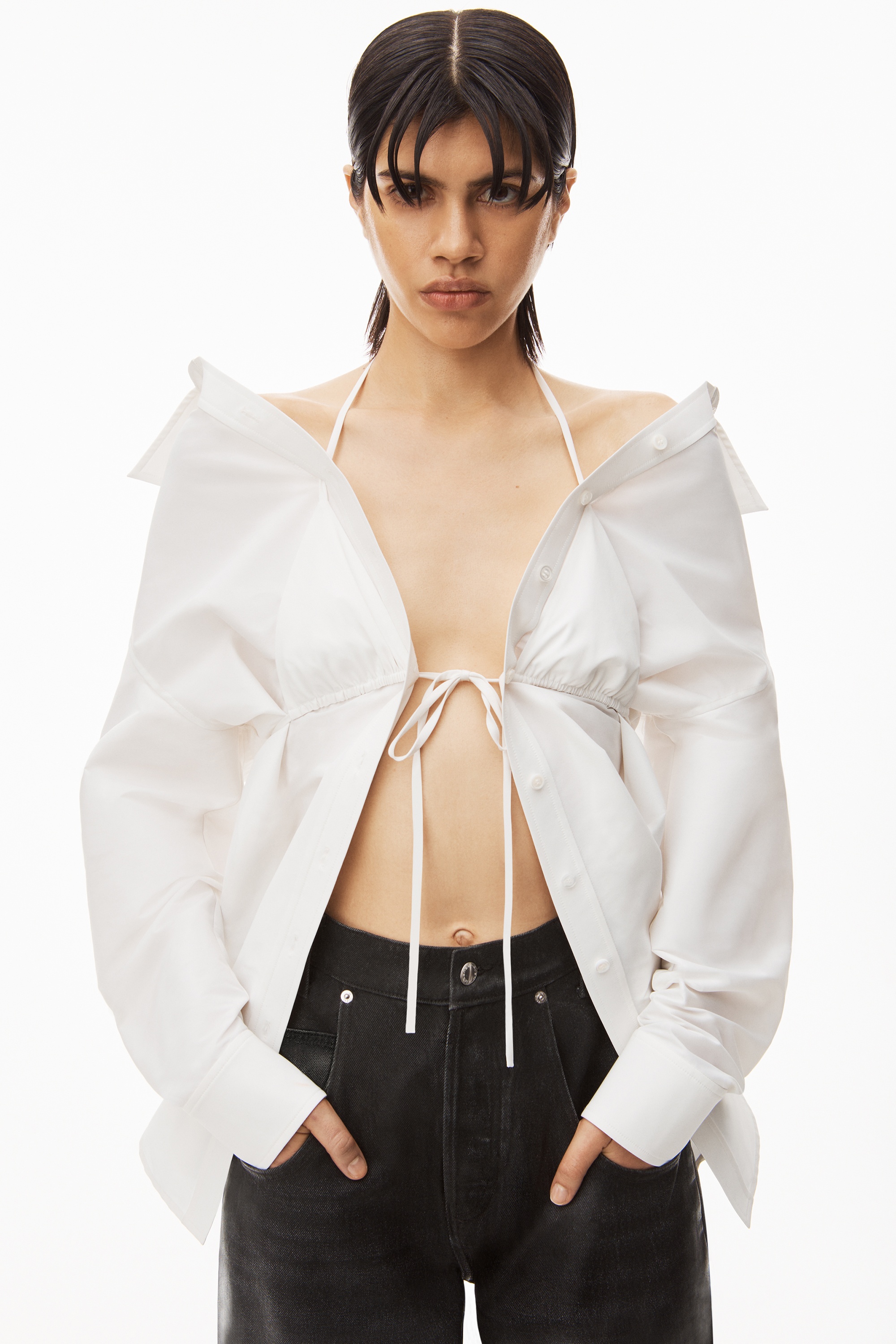 WIDE LEG JEAN IN COATED DENIM - 6