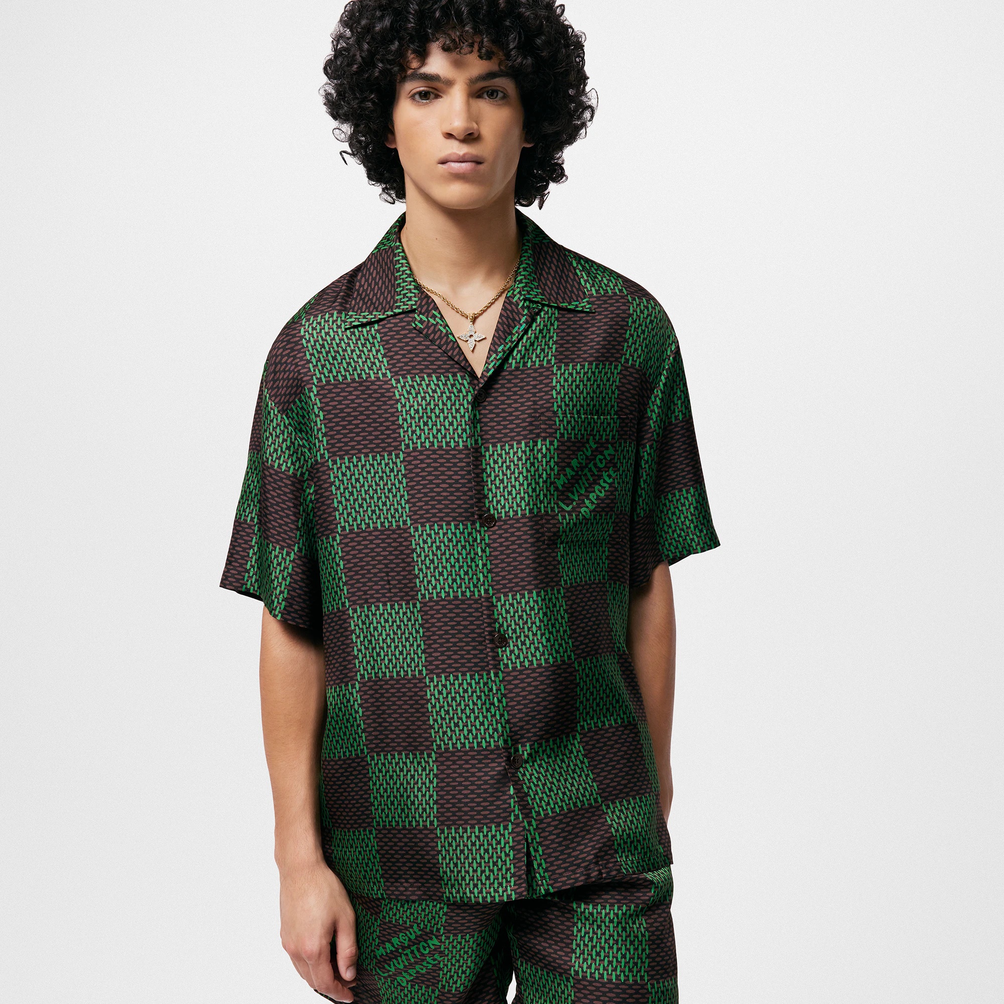 Open Collar Short-Sleeved Silk Shirt - 2