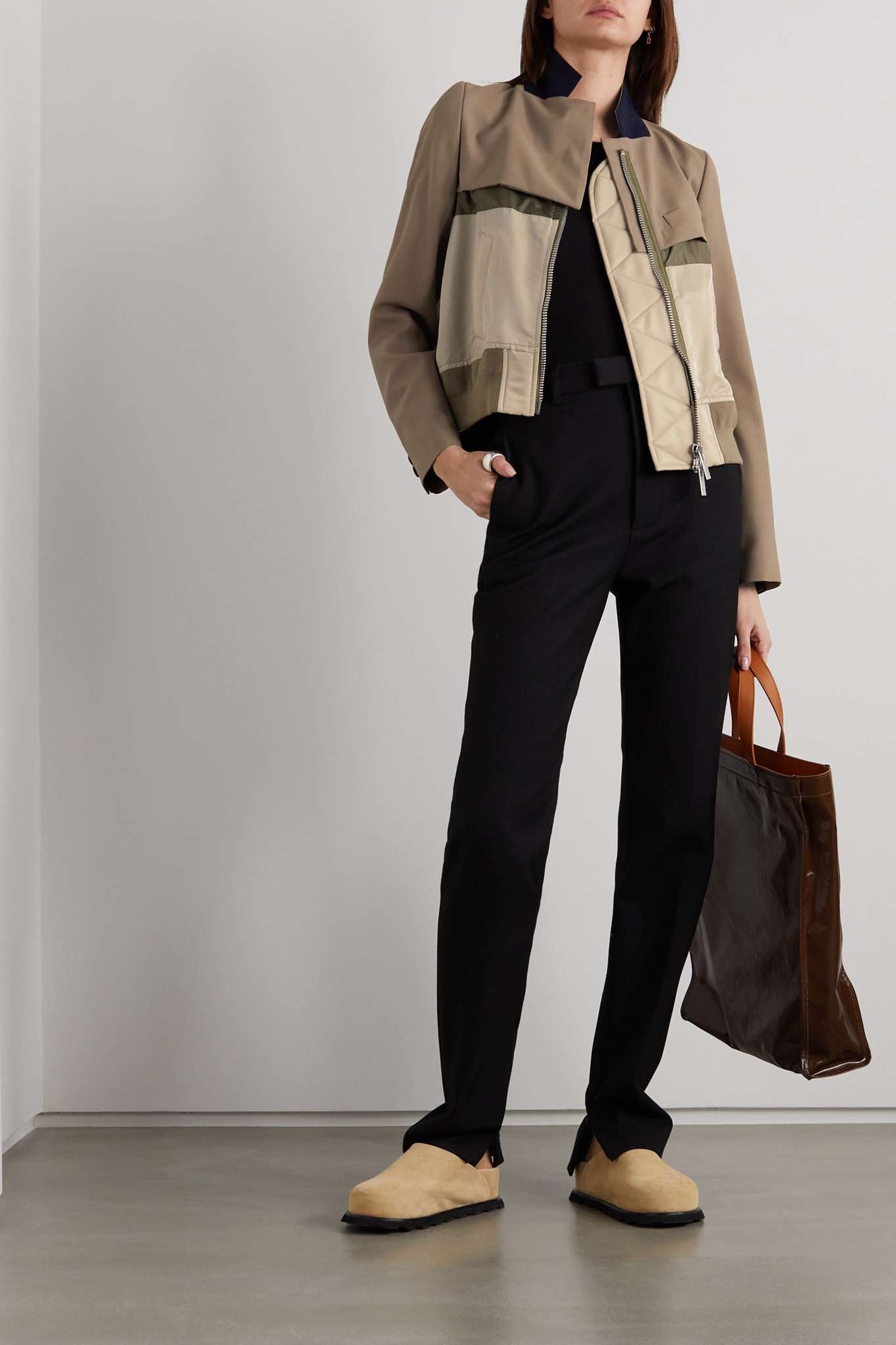 Paneled twill, padded shell and wool-blend jacket - 2