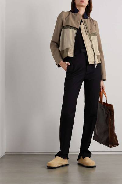 sacai Paneled twill, padded shell and wool-blend jacket outlook