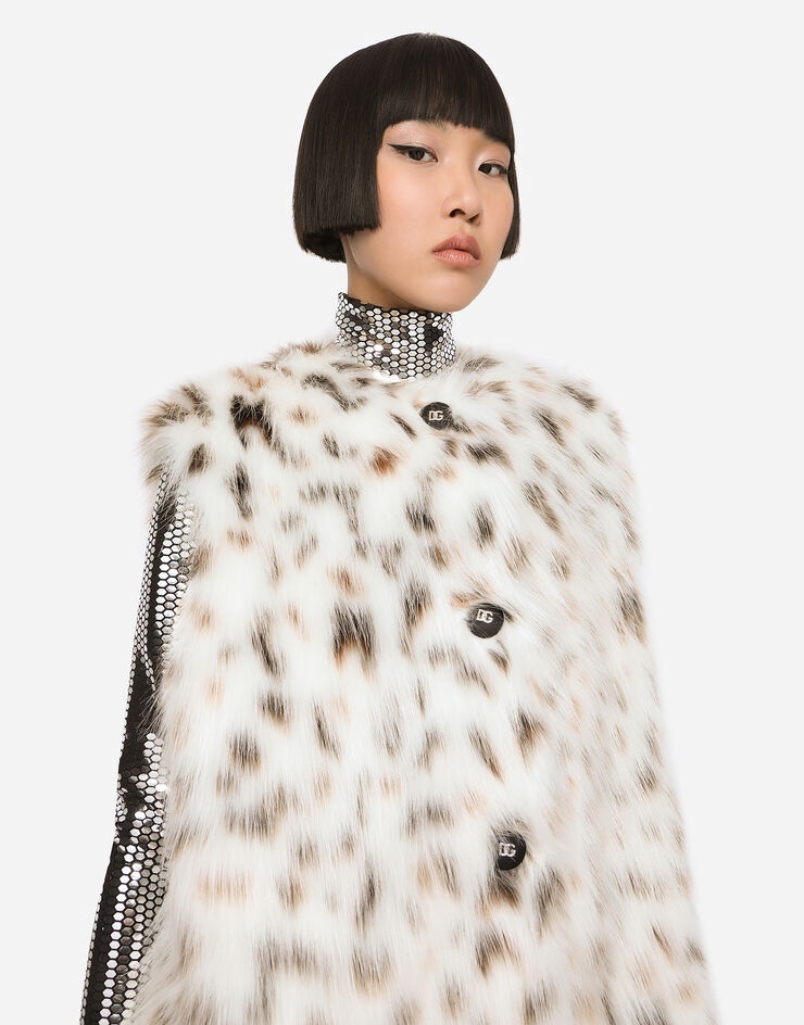 Long lynx-effect faux fur vest - 4