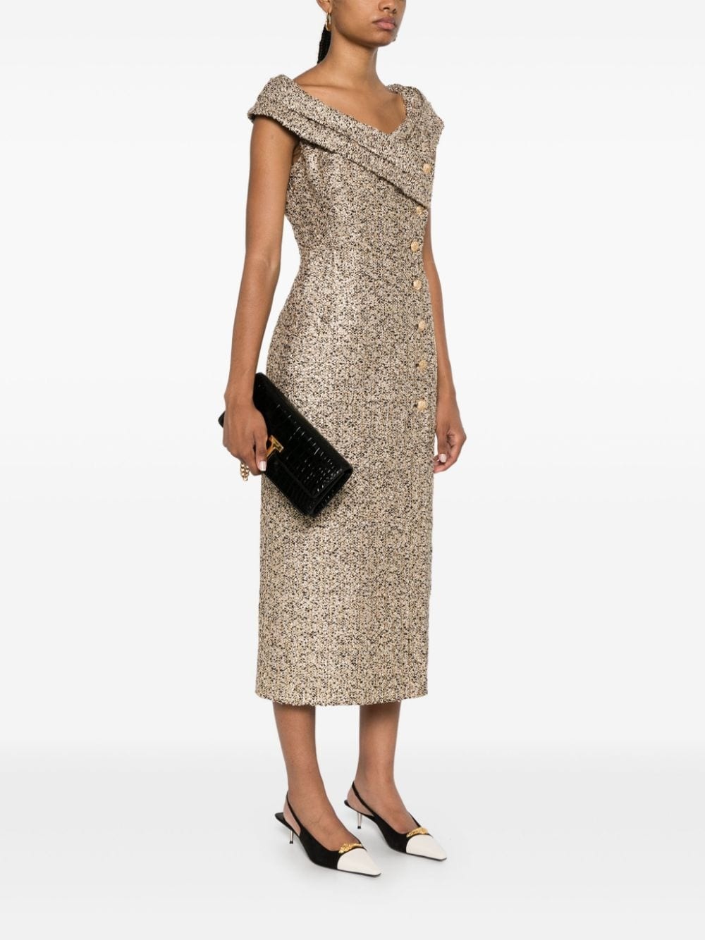 embossed crocodile-effect clutch bag - 2