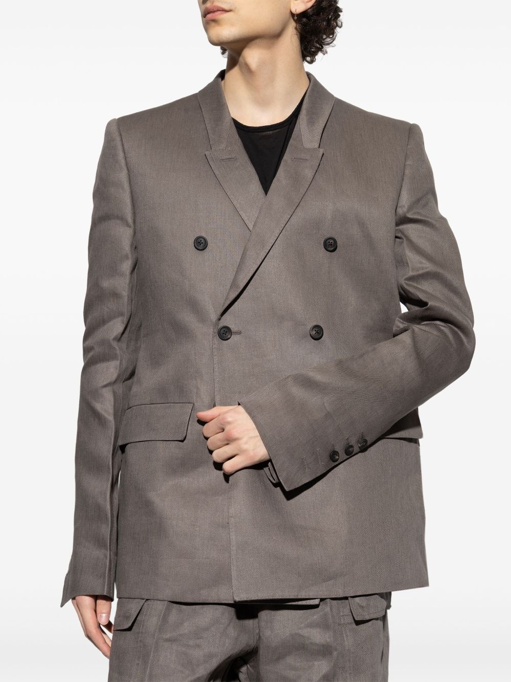 double-breasted linen blazer - 3