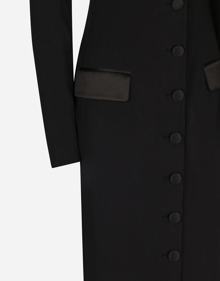 Long silk georgette coat with faux fur collar - 9