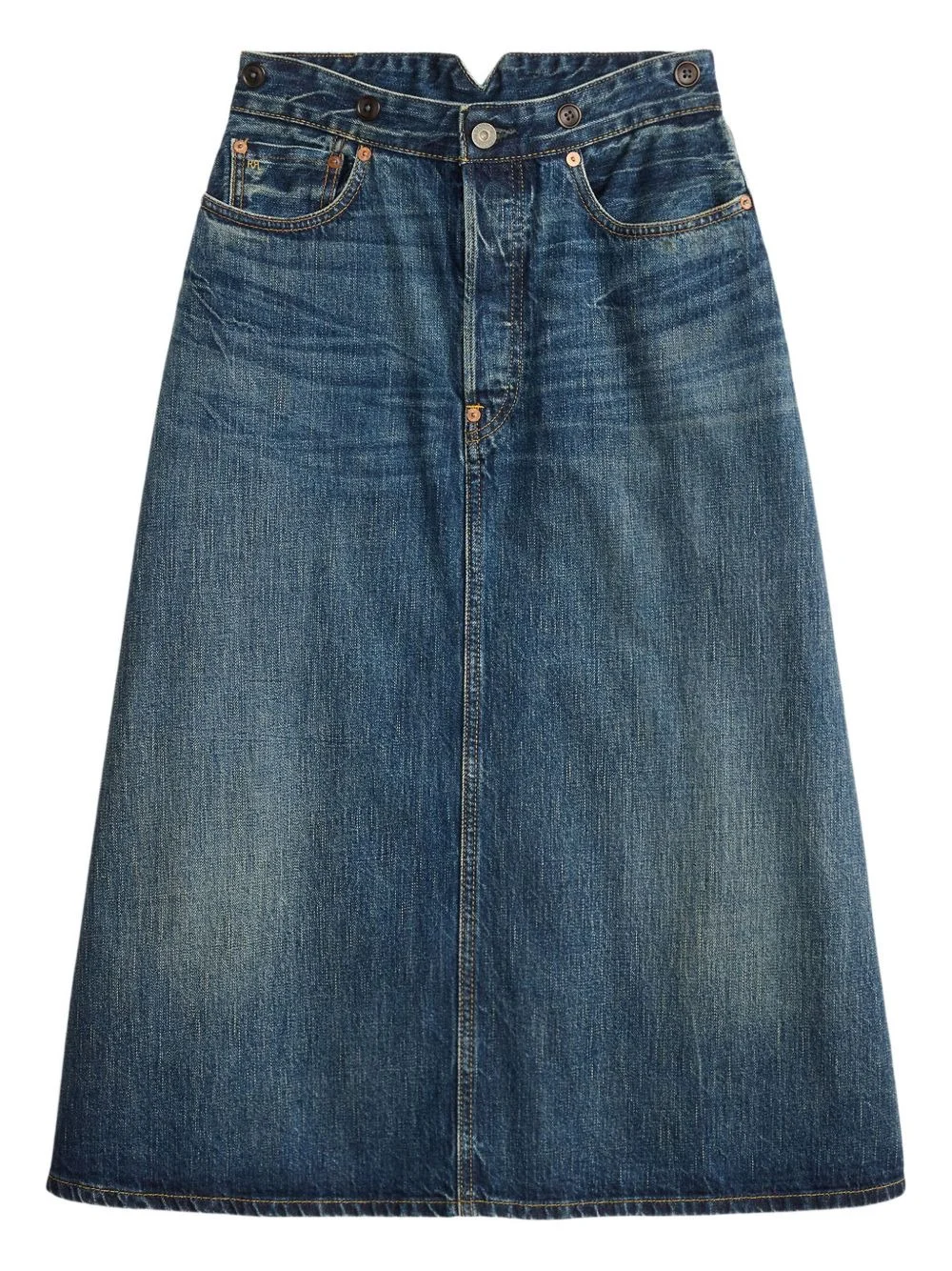 denim midi A-Line skirt - 1