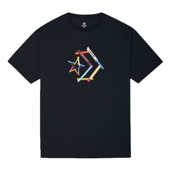 Converse Star Chevron Printing Sports Round Neck Short Sleeve T-Shirt 'Black' 10022774-A02 - 1