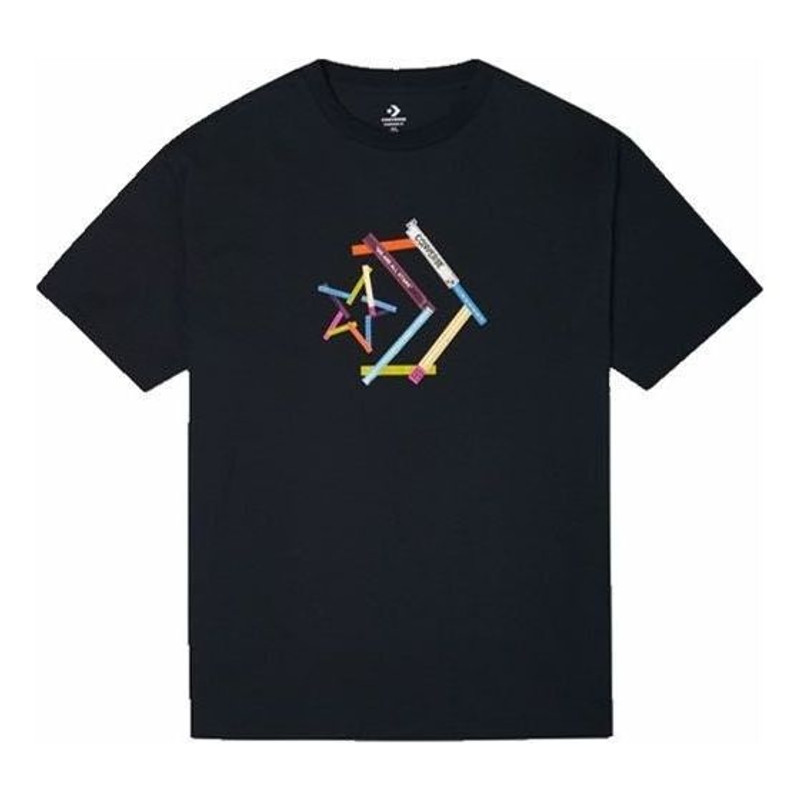 Converse Star Chevron Printing Sports Round Neck Short Sleeve T-Shirt 'Black' 10022774-A02 - 1