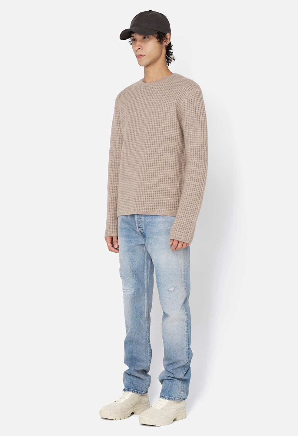 WOOL WAFFLE KNIT CREW - 4