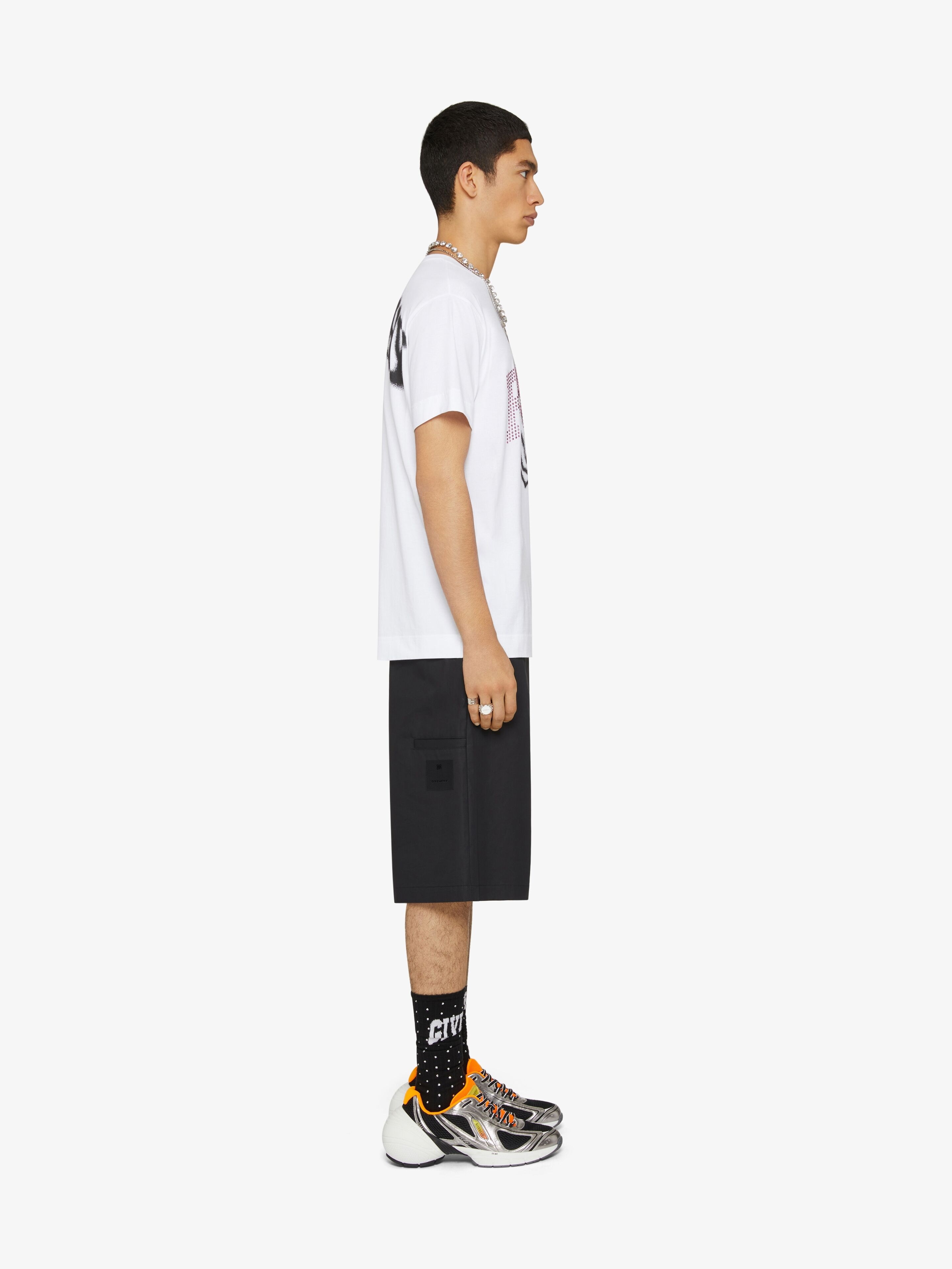PARIS SKULL OVERSIZED T-SHIRT IN COTTON AND RHINESTONES - 3