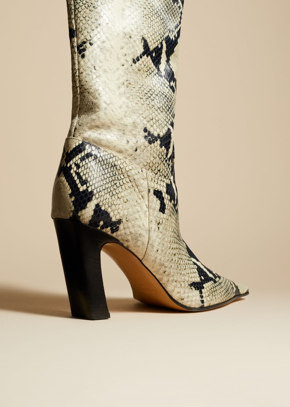 The Marfa Over-the-Knee High Boot in Natural Python-Embossed Leather - 3