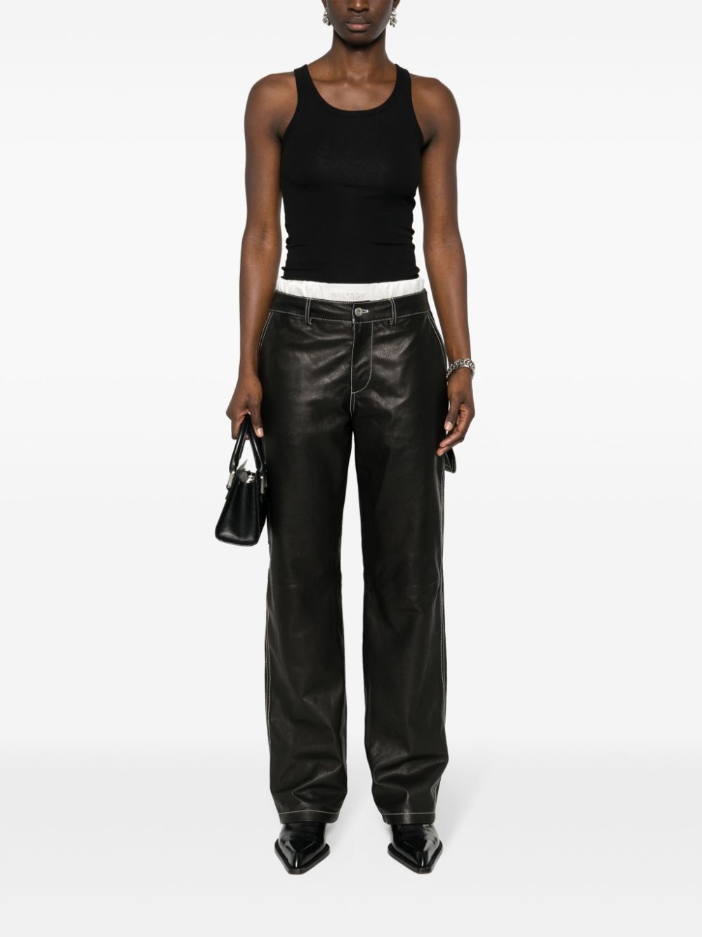 leather straight-leg trousers - 2