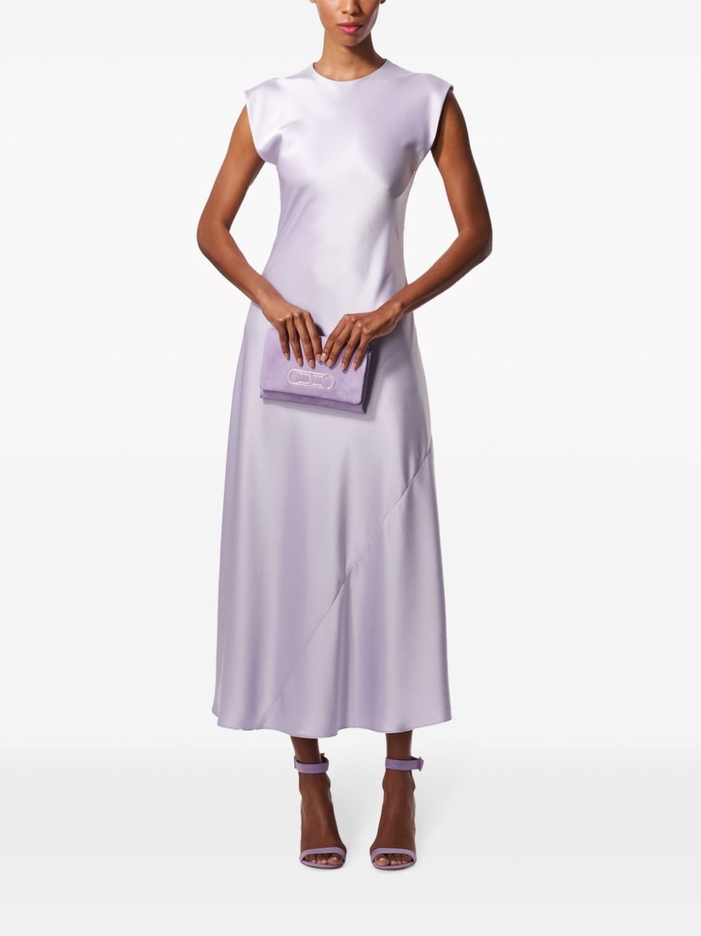 cap-sleeve satin dress - 2