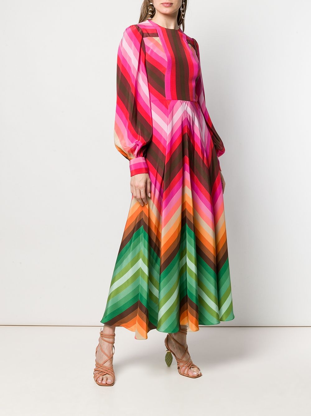 chevron print long dress - 3