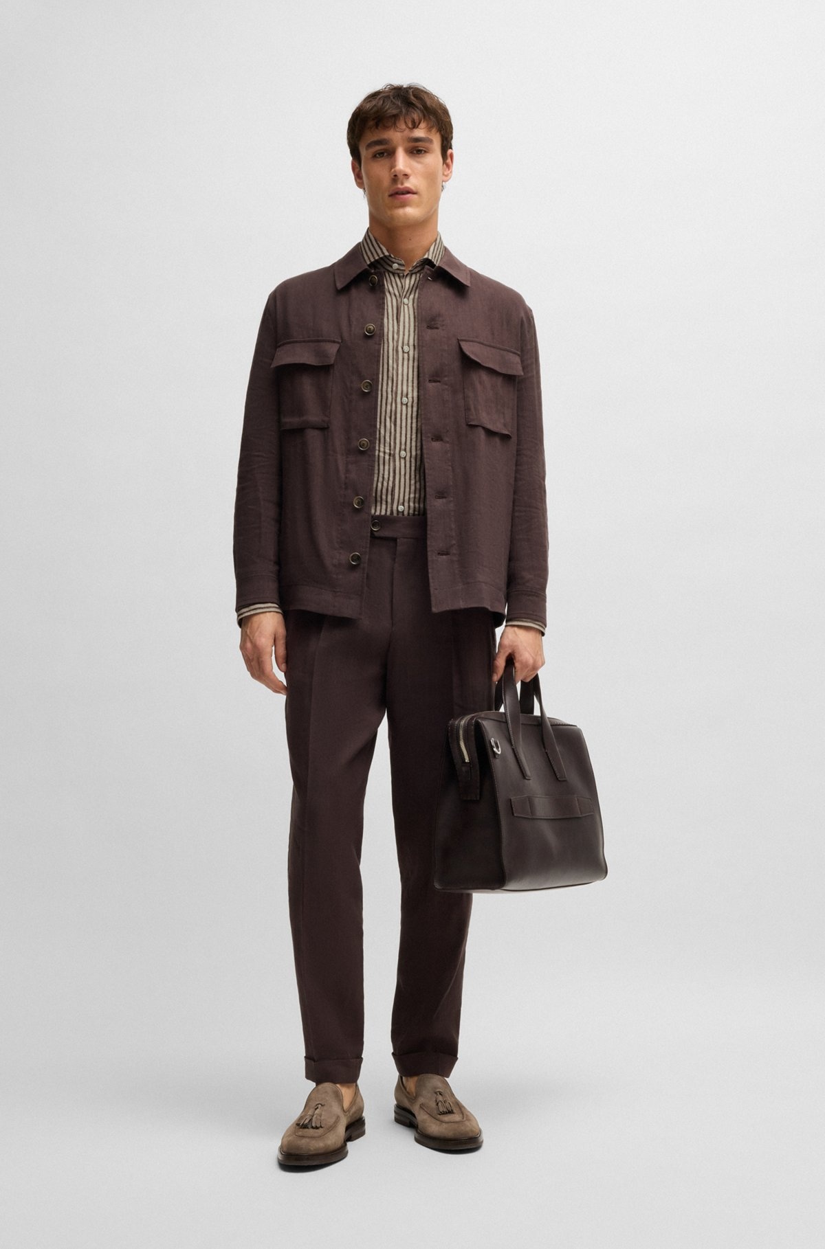 REGULAR-FIT SHIRT IN STRIPED ITALIAN-MADE LINEN - 4