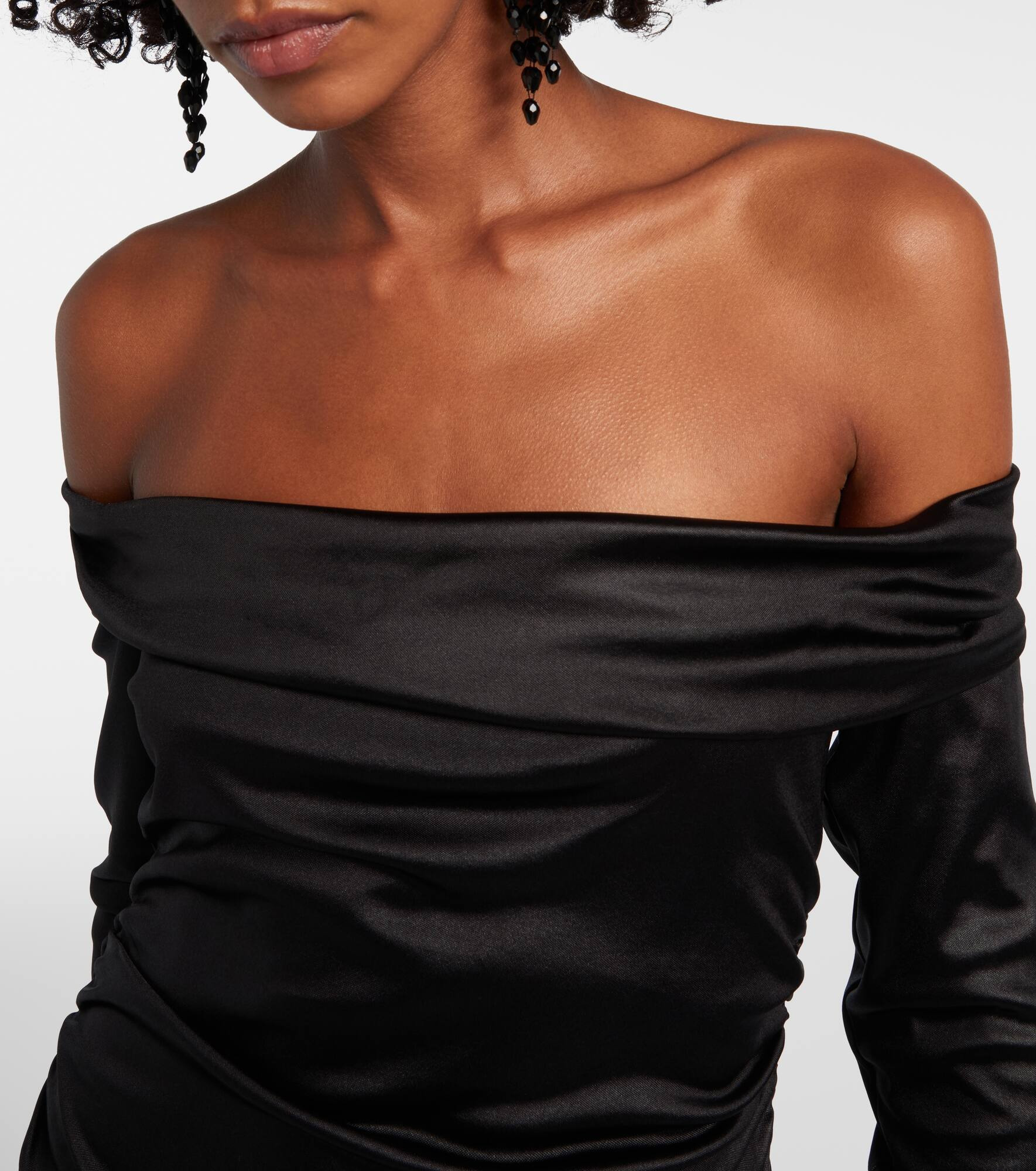 Elife gathered off-shoulder midi dress - 4