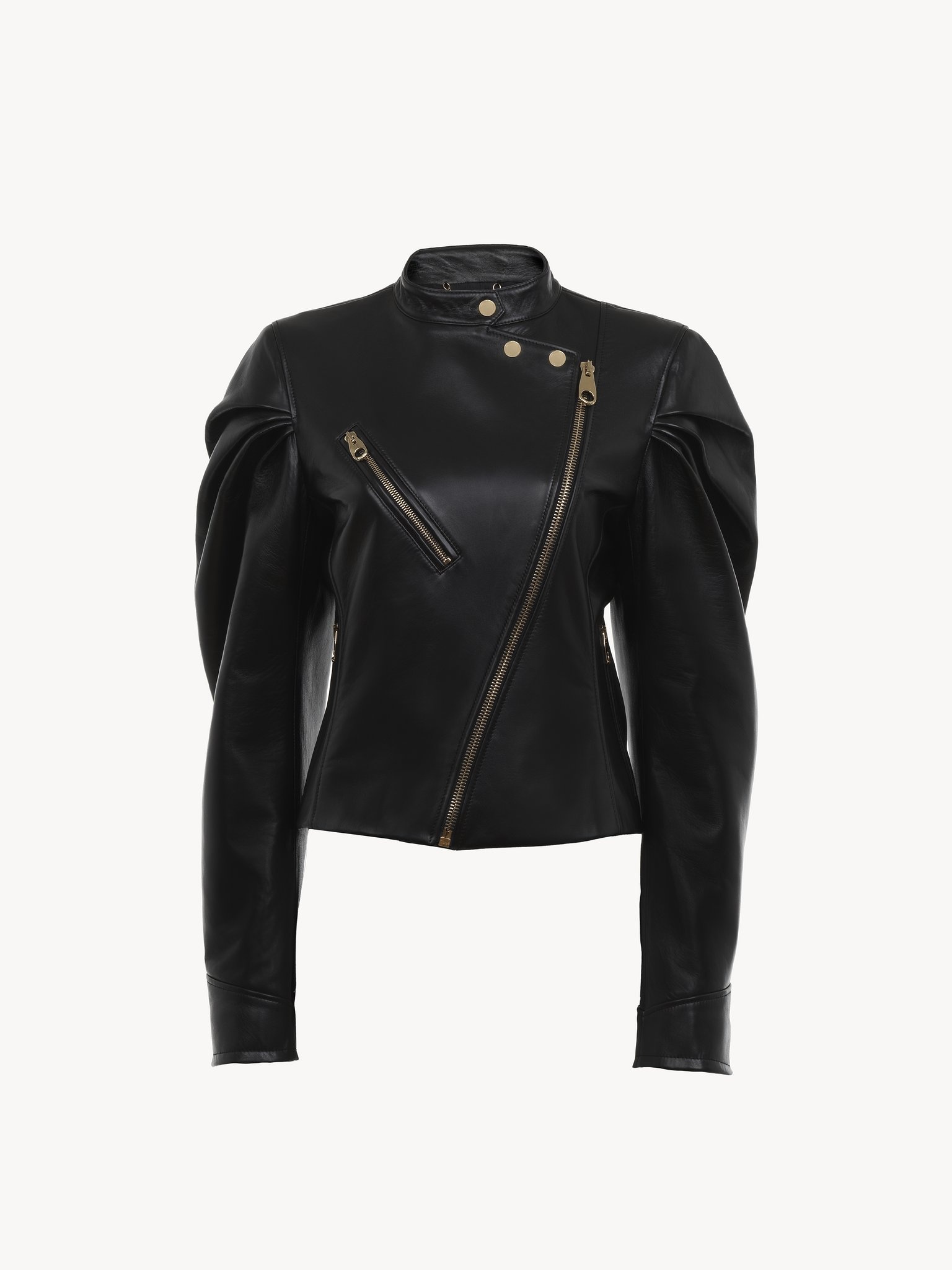 ASYMMETRICAL BIKER LEATHER JACKET - 2