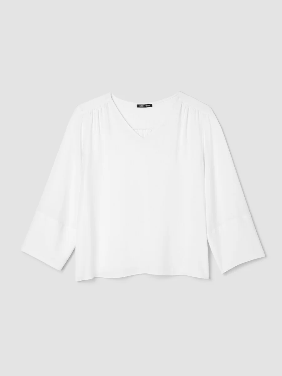 Silk Georgette Crepe V-Neck Top - 1