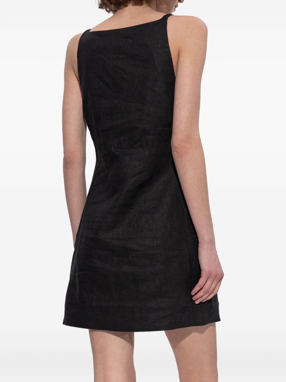 square-neck linen mini day dress - 4