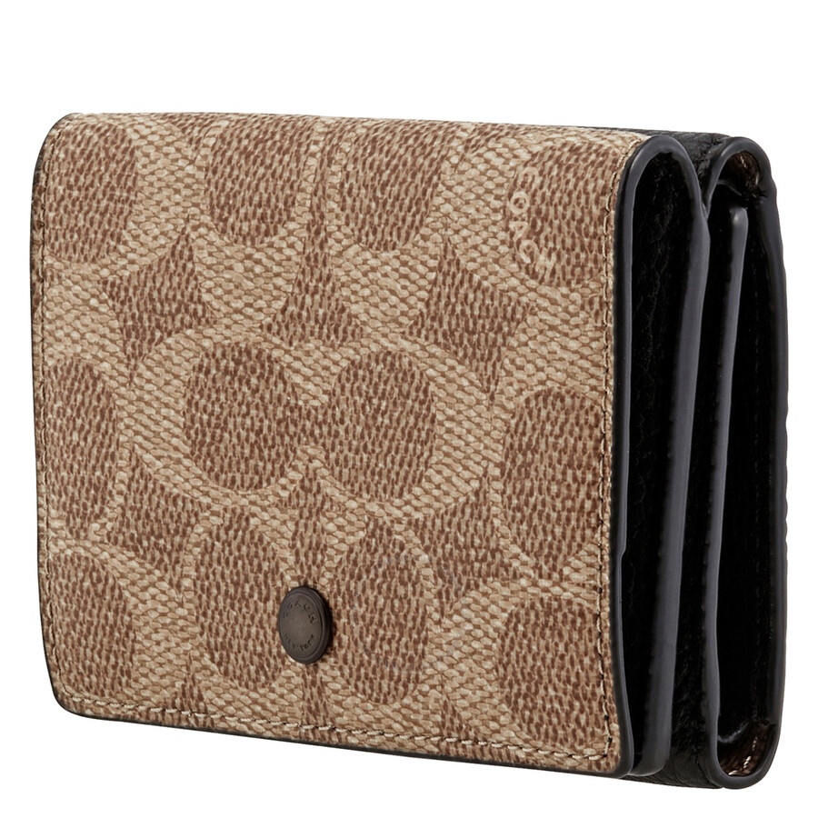 Coach Black/Khaki Trifold Origami Coin Wallet - 6