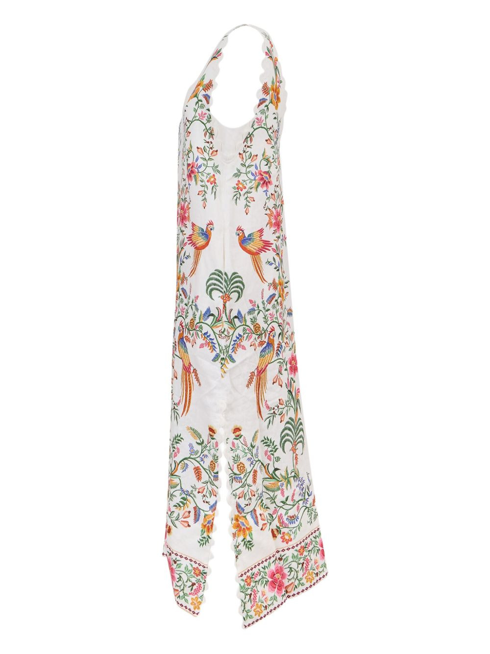 Delicate Forest scalloped-hem bird-print maxi dress - 2