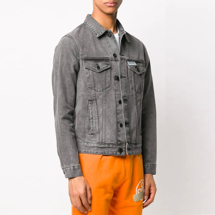 Men's Off-White Arrow Denim Jacket Gray OMKY002R20E540200810 - 2