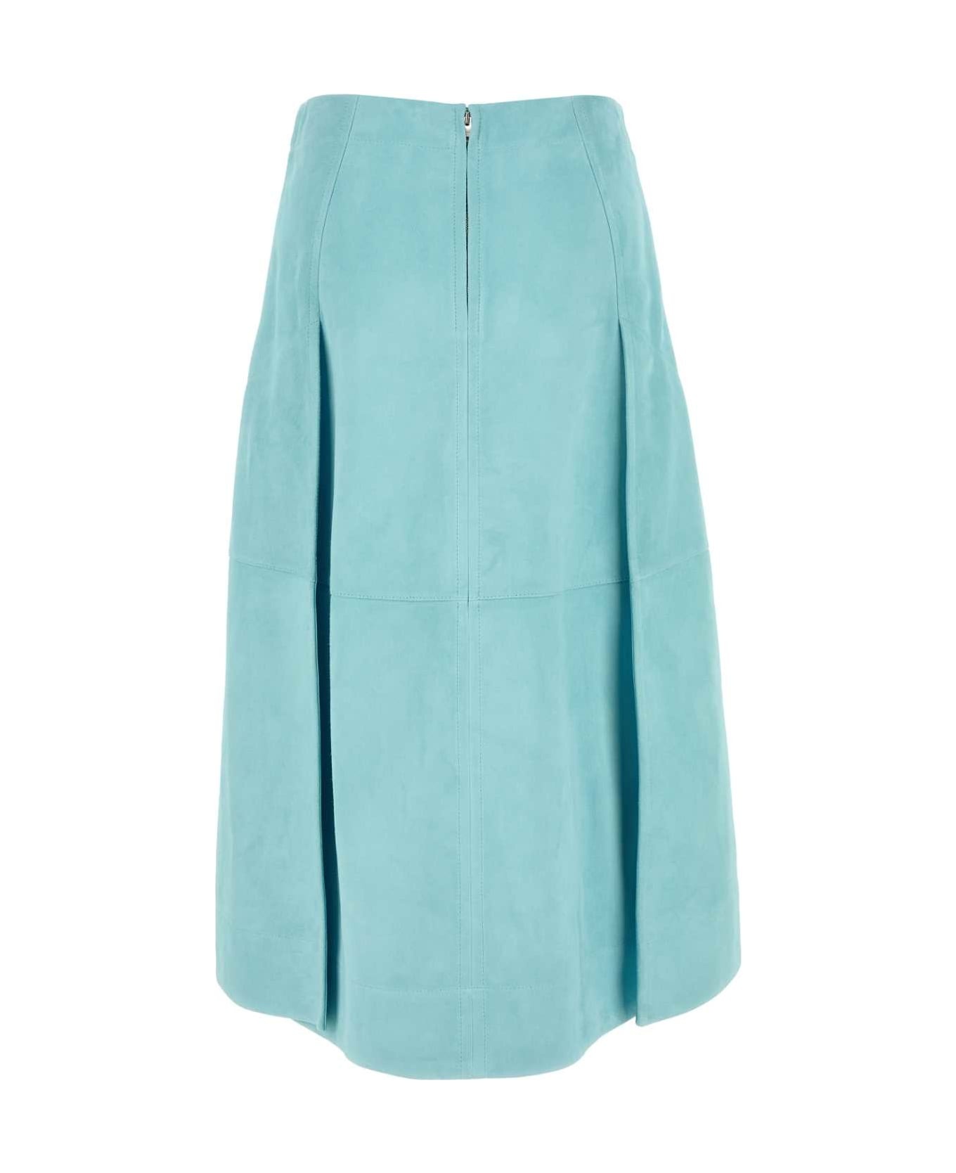 Light Blue Suede Skirt - 2