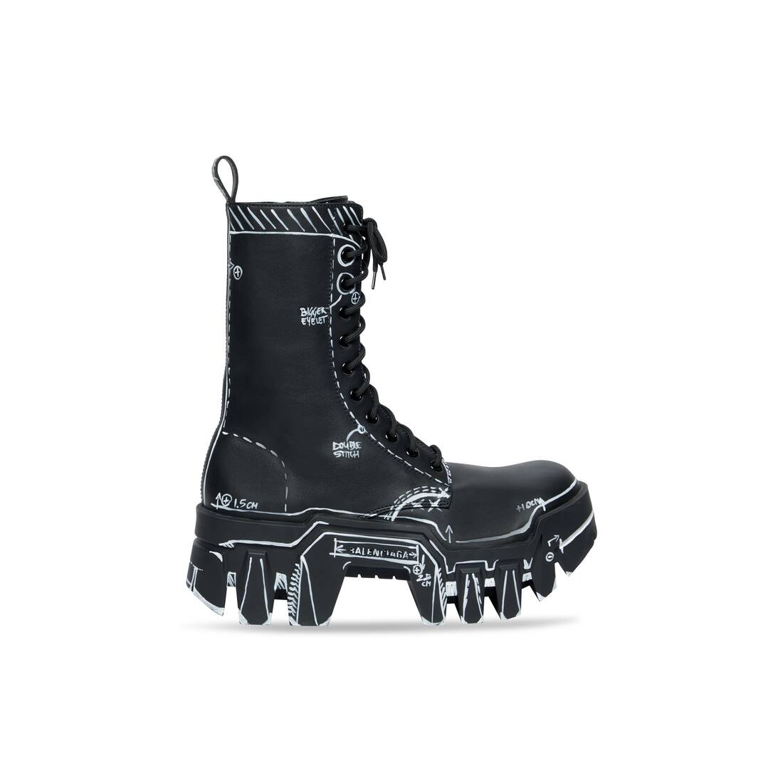 BALENCIAGA Women's Bulldozer Lace-up Boot in Black | REVERSIBLE