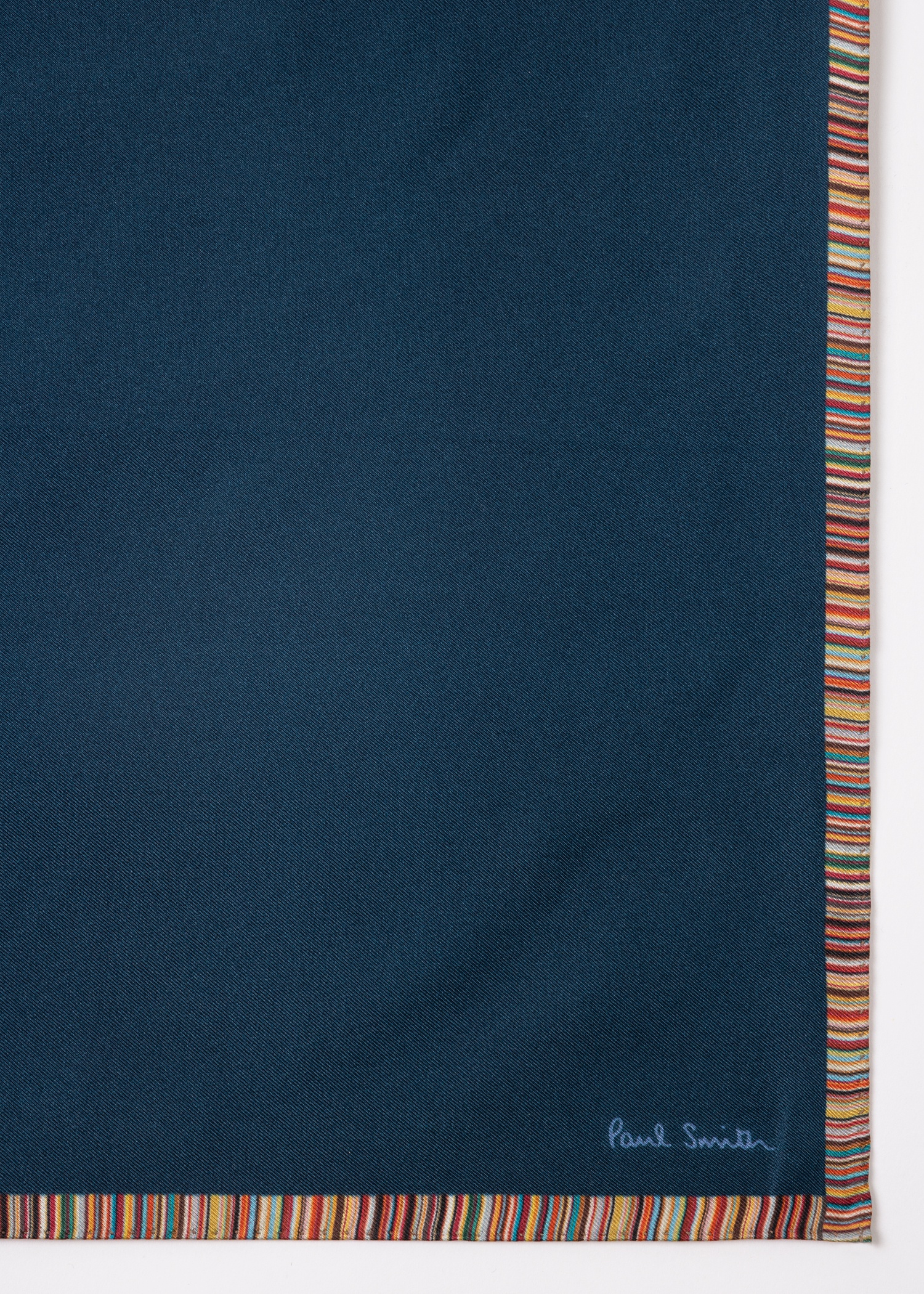 Navy 'Signature Stripe' Silk Pocket Square - 3