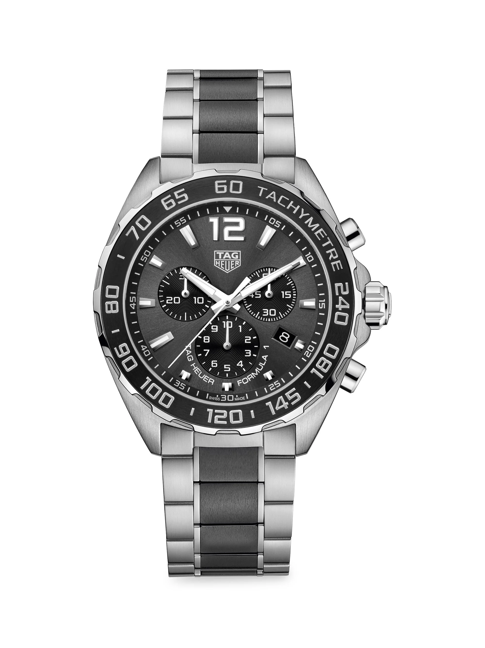 Men's Formula 1 43MM Stainless Steel & Ceramic Quartz Tachymeter Chronograph Bracelet Watch - 1