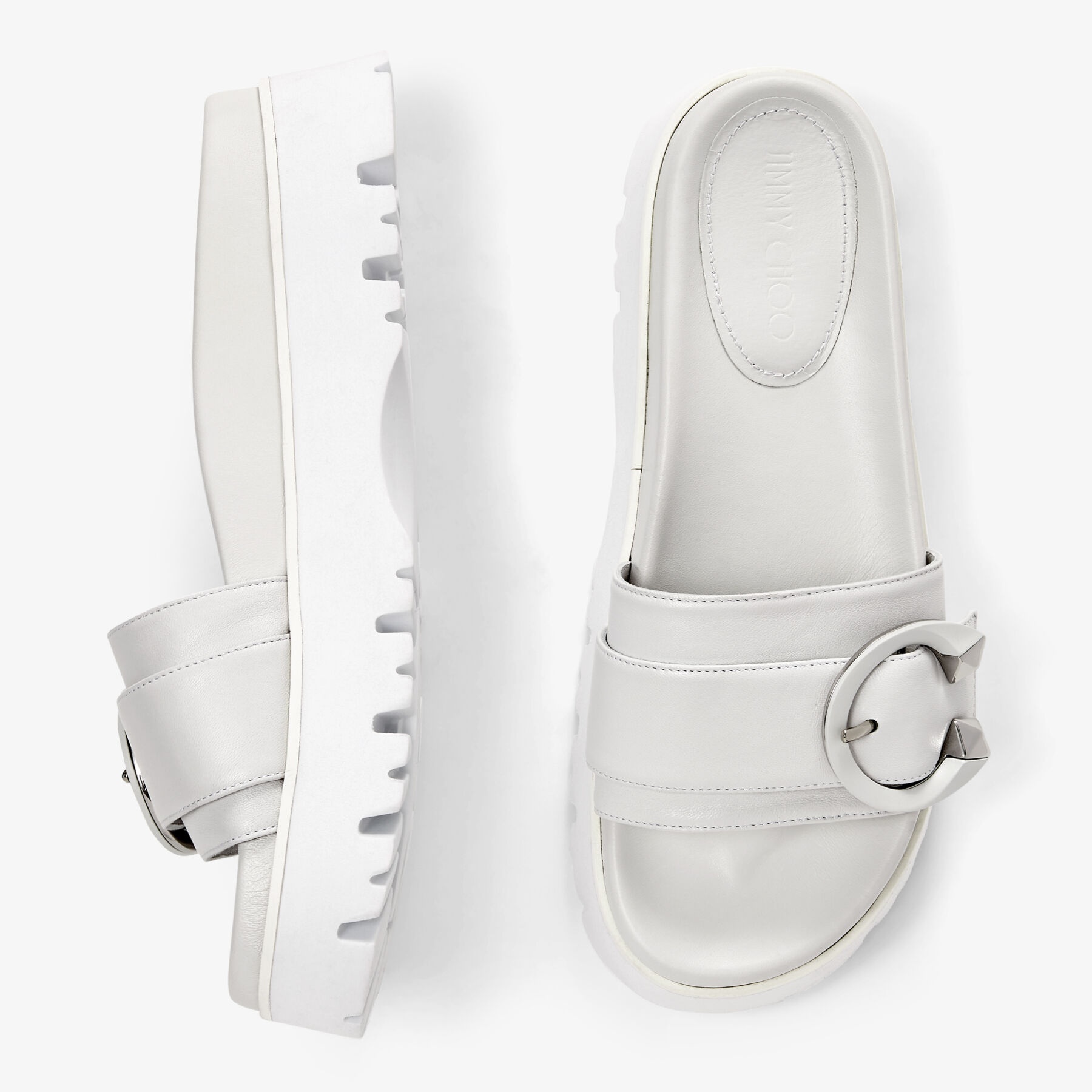 Maiti Flat
White Nappa Leather Platform Sandals with C-Buckle - 4