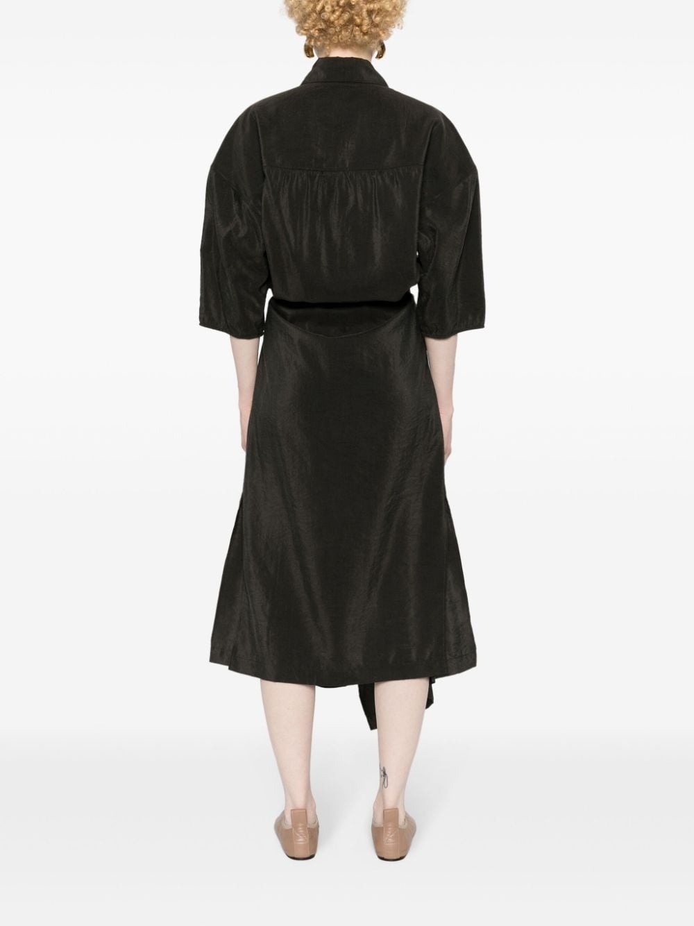 short-sleeve midi shirtdress - 4