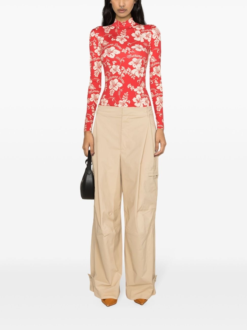 botanical-print high-neck T-shirt - 2