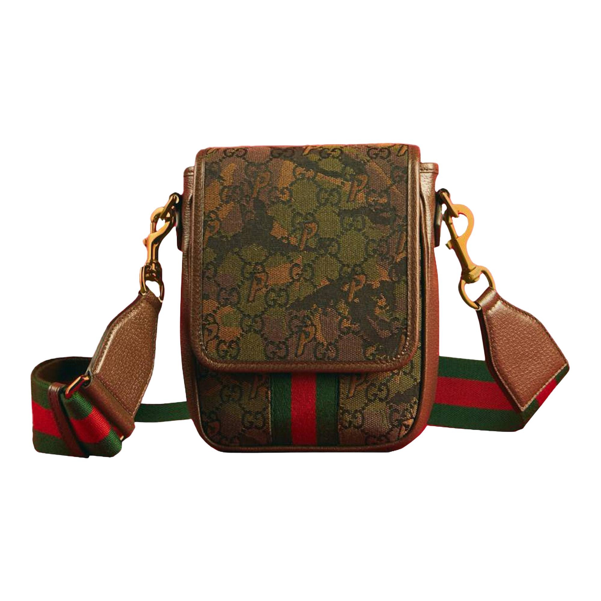 Gucci x Palace GG-P Canvas Messenger Bag With Web Shoulder Strap 'Camouflage' - 1