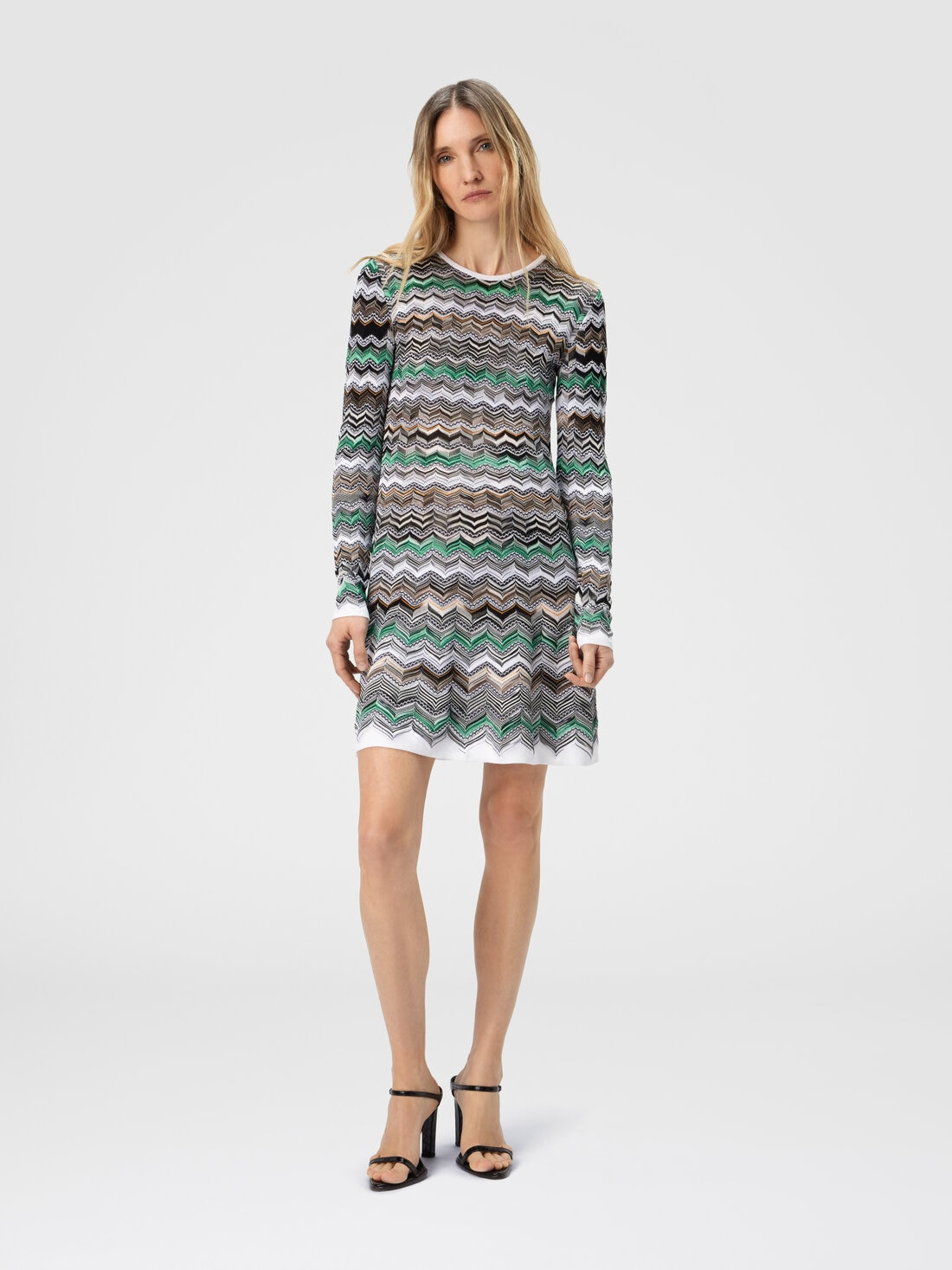 Mini Dress in English Rib Knit with Flame Pattern - 2