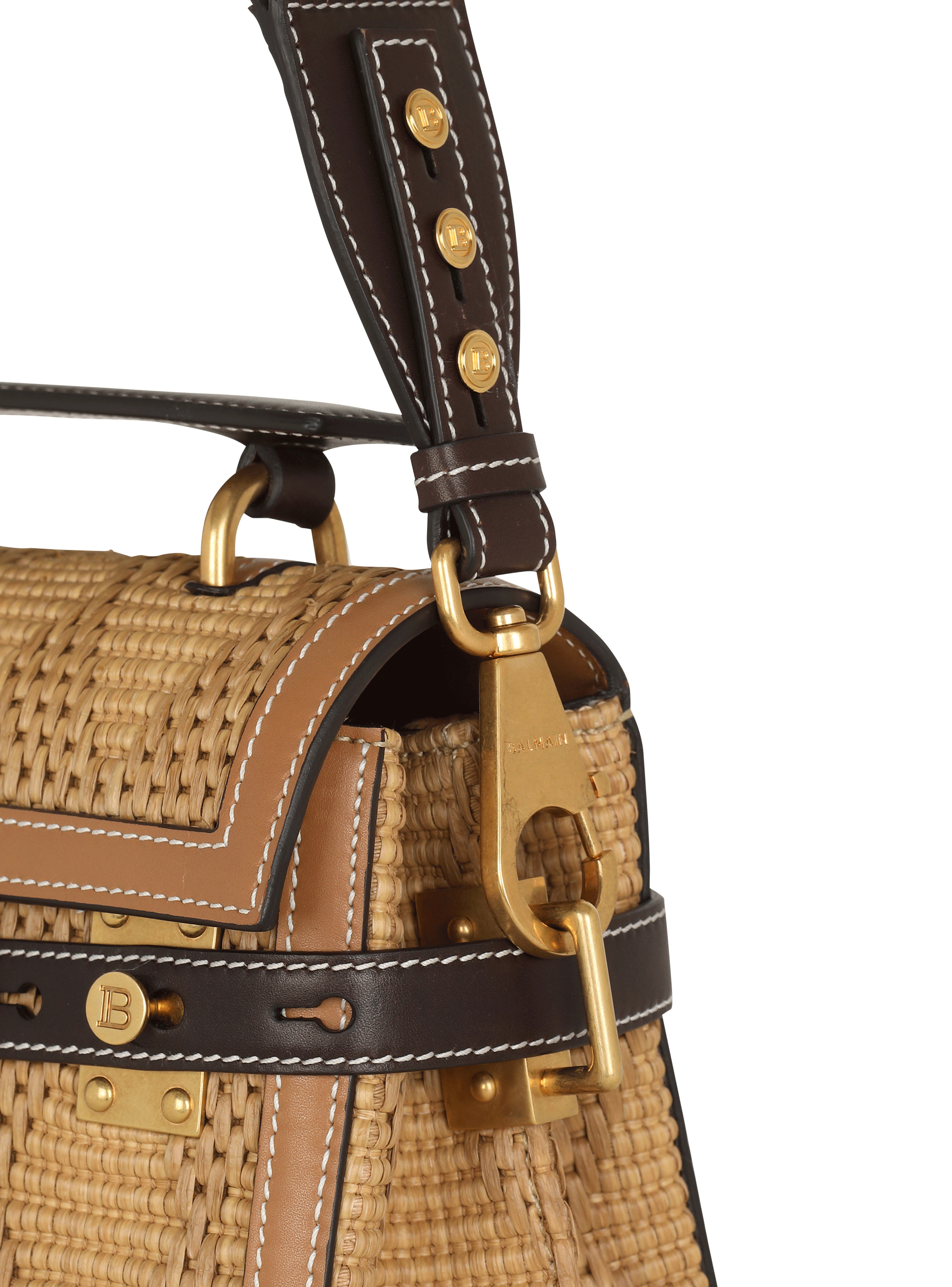 B-Buzz 23 leather and raffia bag - 6