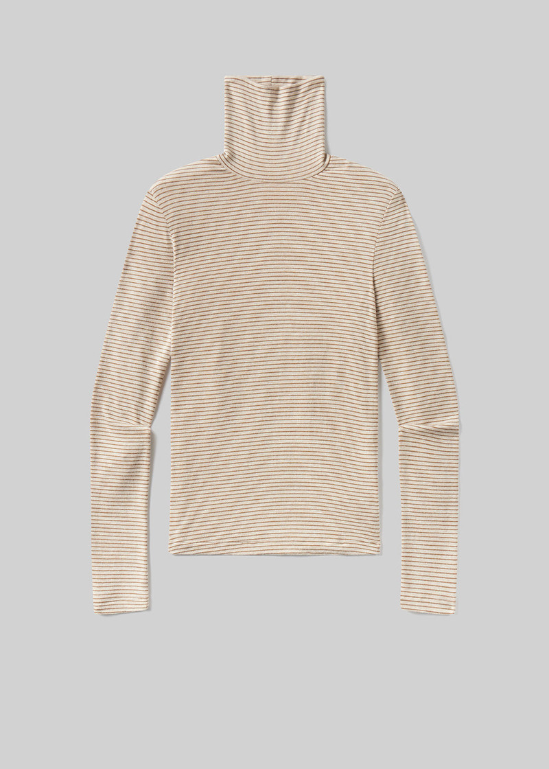Caradene Turtleneck In Chiltern Oatmeal Stripe 1