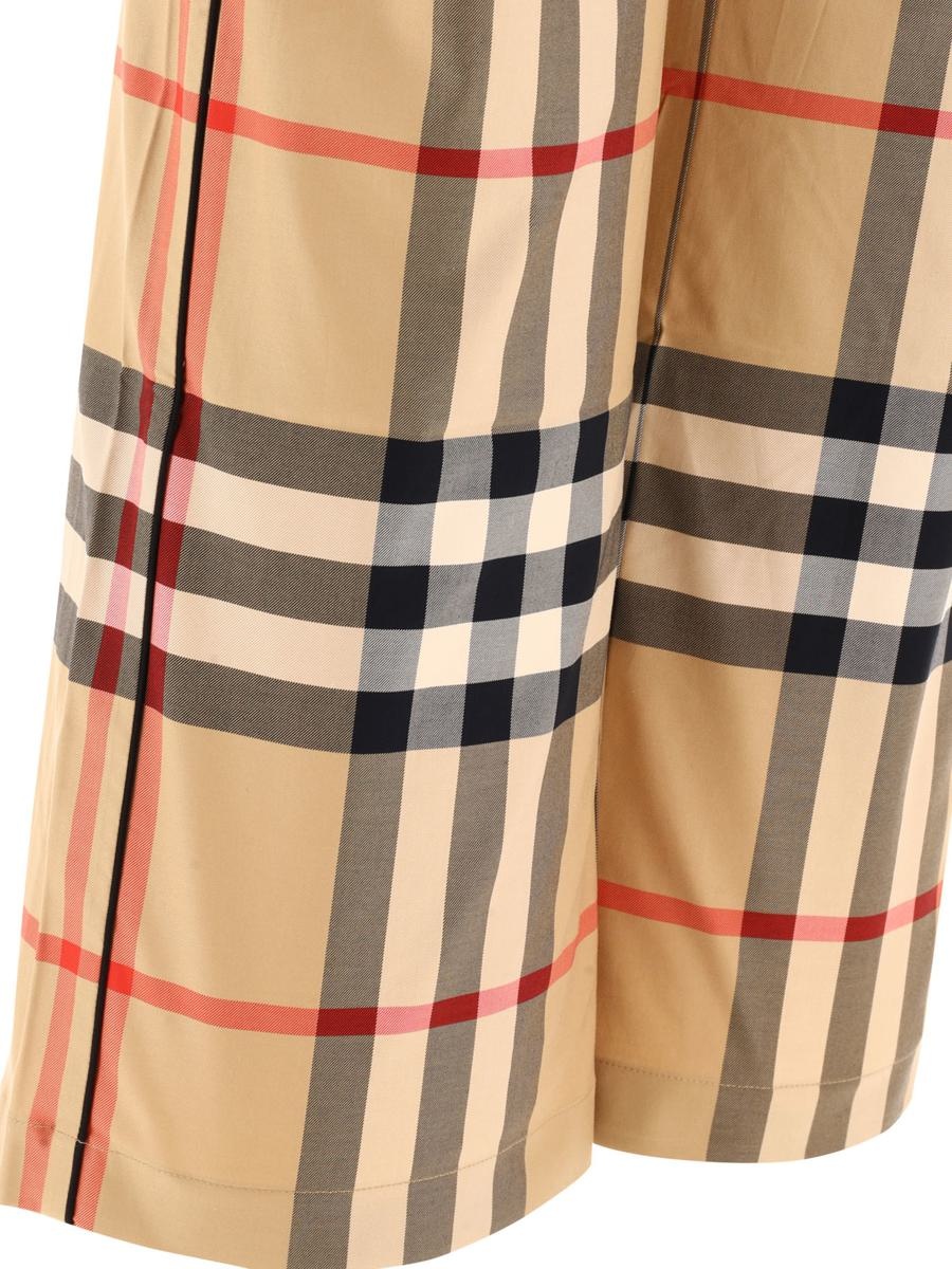 BURBERRY CHECK COTTON TWILL TROUSERS - 4