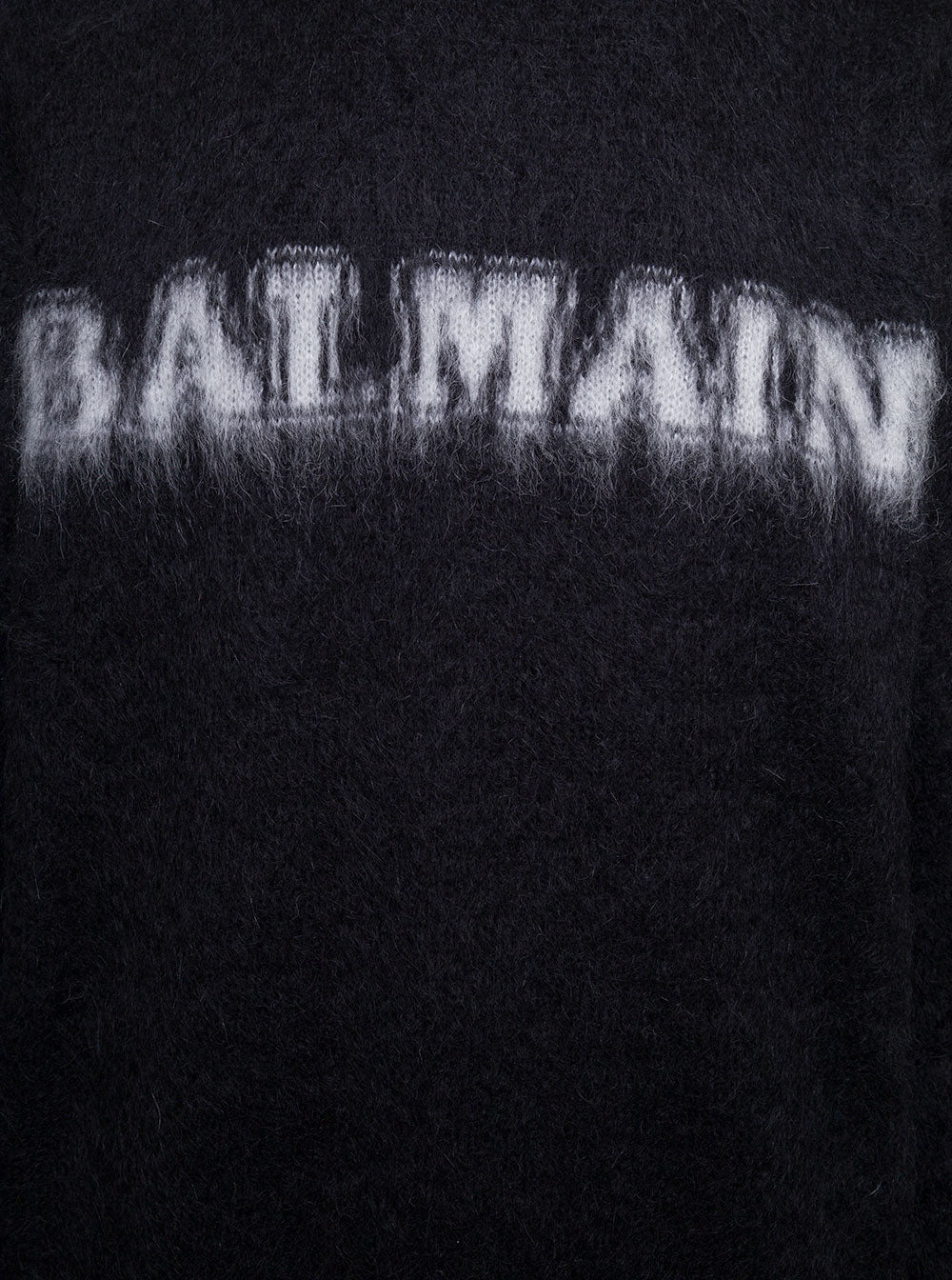 Balmain Men Black Crewneck Sweater With Maxi Logo Lettering On The Front And Brushed Effect In Wool  - 3
