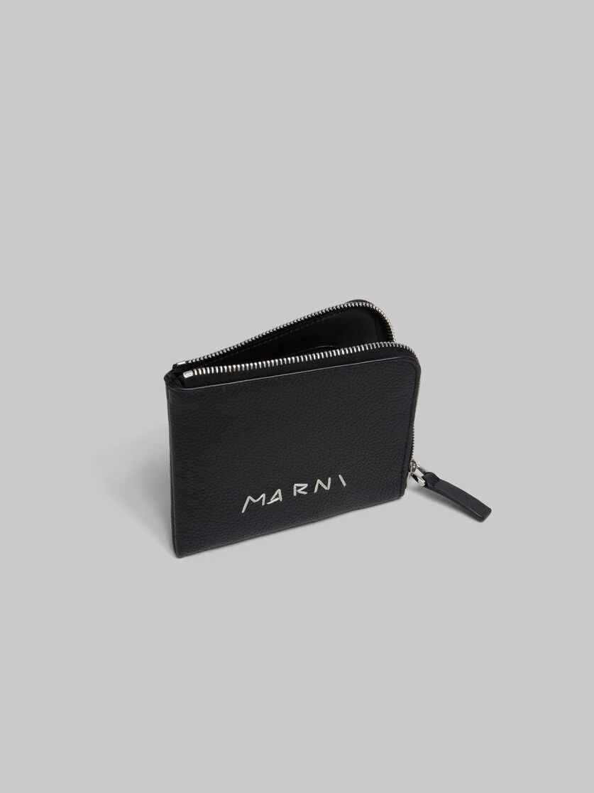 BLACK LEATHER ZIP-AROUND WALLET WITH MARNI MENDING - 2