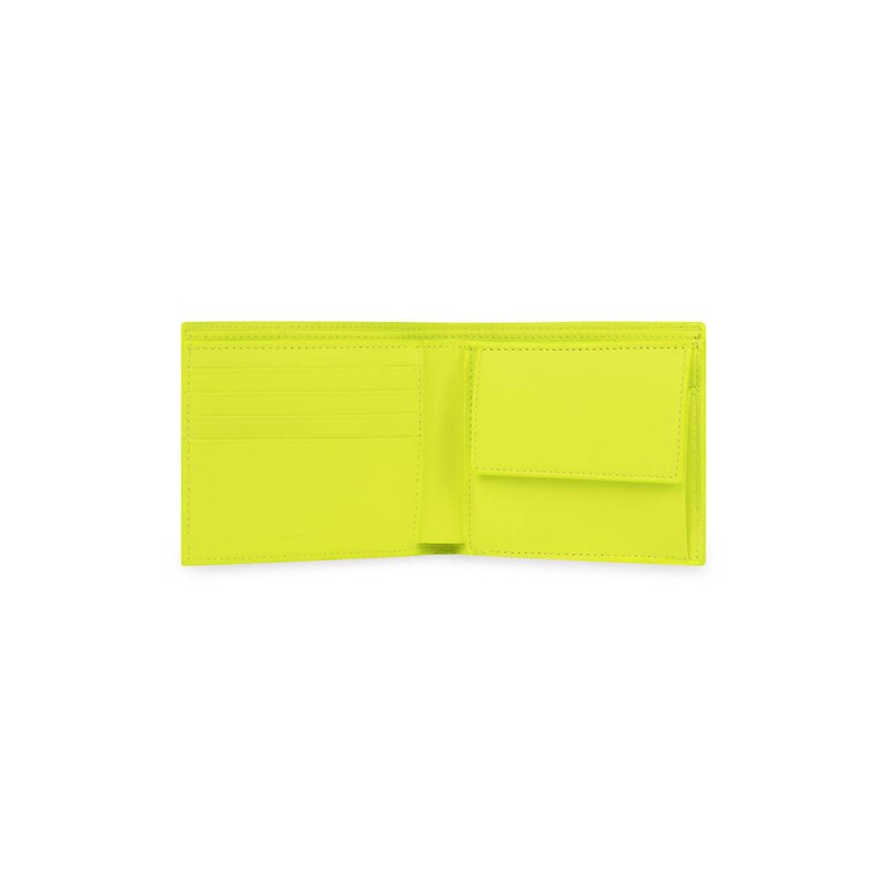 BALENCIAGA Men's Cash Square Folded Coin Wallet in Yellow Fluo/silver outlook