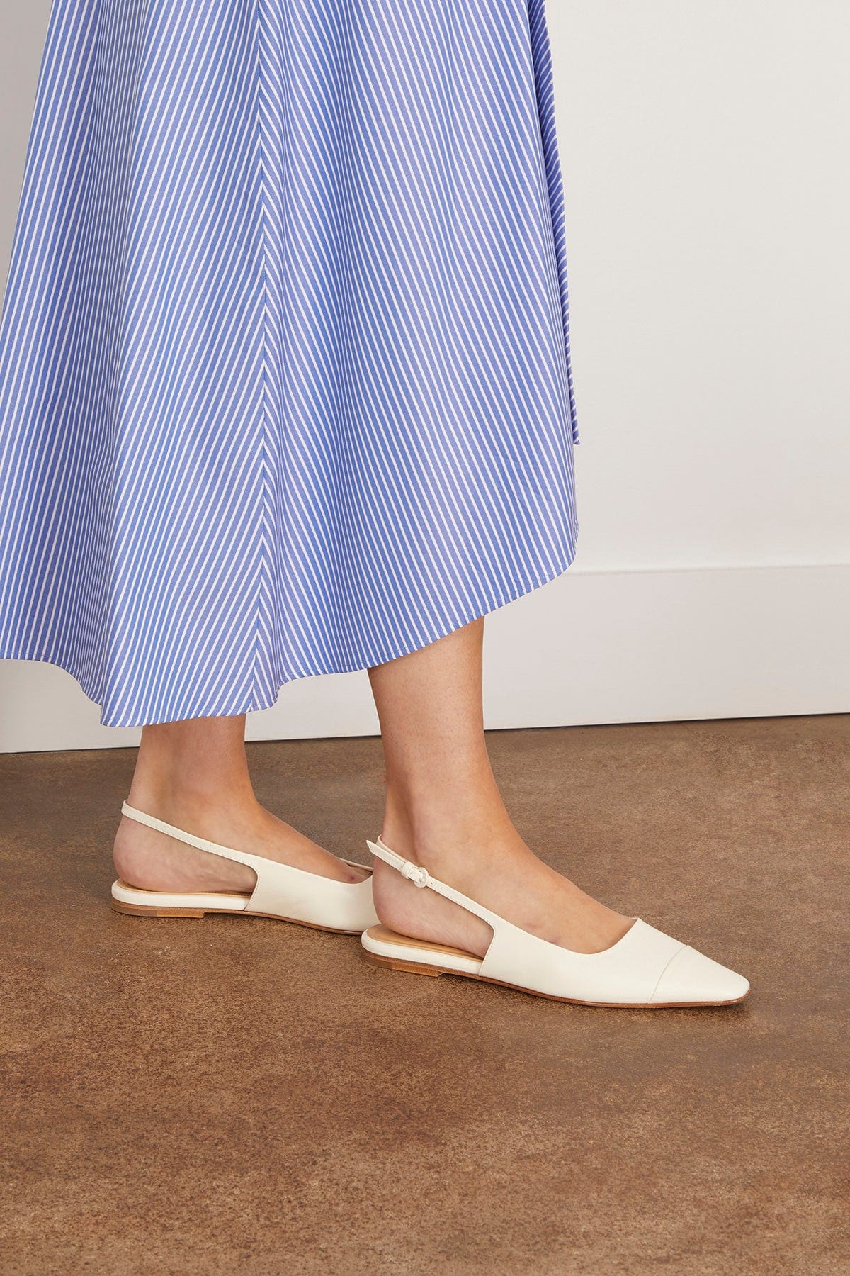 Tia Slingback with Toe Cap in White - 2